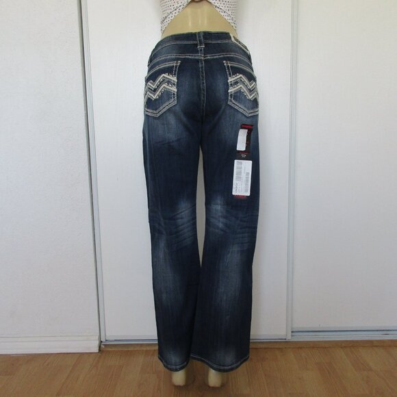 New ROCK & ROLL Cowgirl Jeans Size 32 x 30 Low Rise Boot Cut Denim - Picture 5 of 13